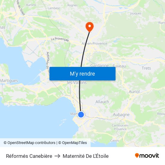 Réformés Canebière to Maternité De L'Étoile map
