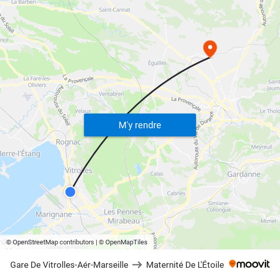Gare De Vitrolles-Aér-Marseille to Maternité De L'Étoile map