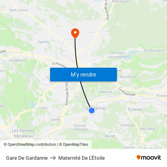 Gare De Gardanne to Maternité De L'Étoile map