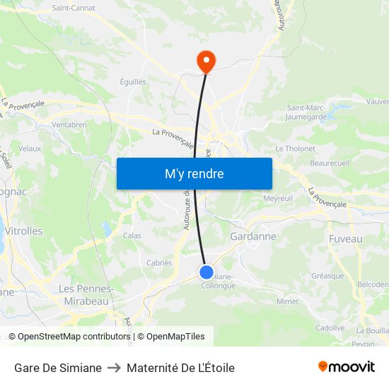 Gare De Simiane to Maternité De L'Étoile map