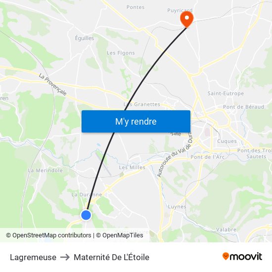 Lagremeuse to Maternité De L'Étoile map