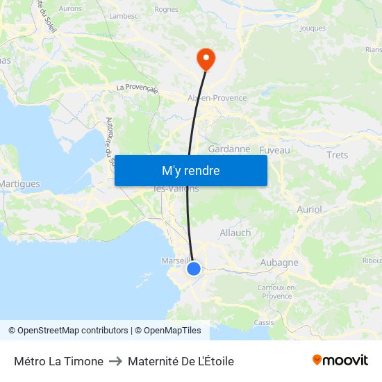 Métro La Timone to Maternité De L'Étoile map
