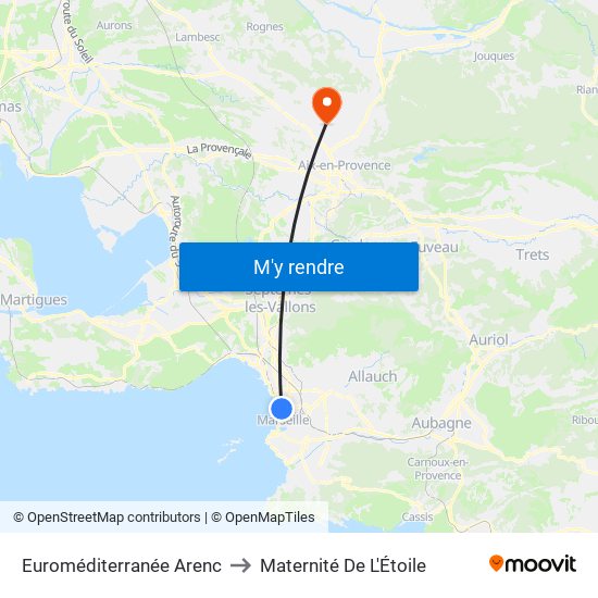 Euroméditerranée Arenc to Maternité De L'Étoile map
