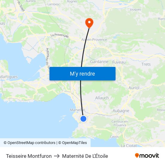 Teisseire Montfuron to Maternité De L'Étoile map