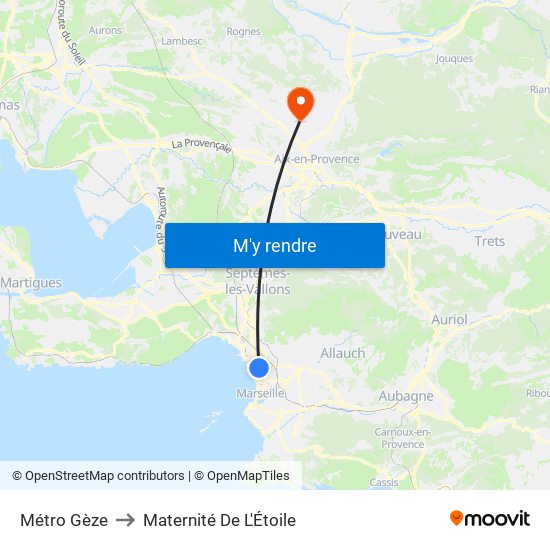 Métro Gèze to Maternité De L'Étoile map