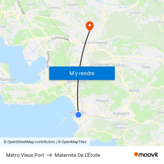 Métro Vieux Port to Maternité De L'Étoile map