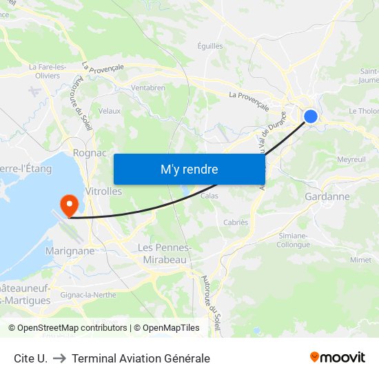 Cite  U. to Terminal Aviation Générale map