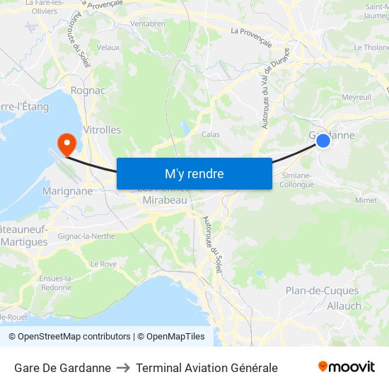 Gare De Gardanne to Terminal Aviation Générale map