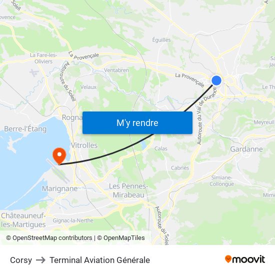 Corsy to Terminal Aviation Générale map