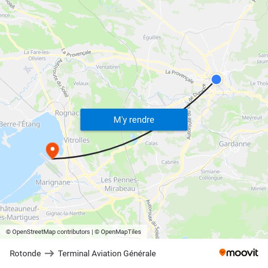 Rotonde to Terminal Aviation Générale map