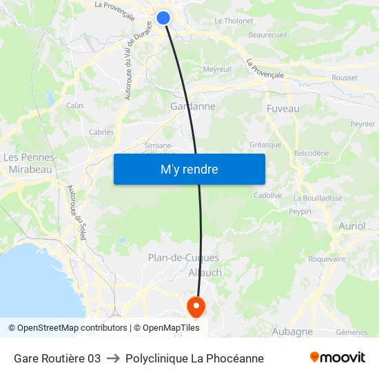 Gare Routière 03 to Polyclinique La Phocéanne map