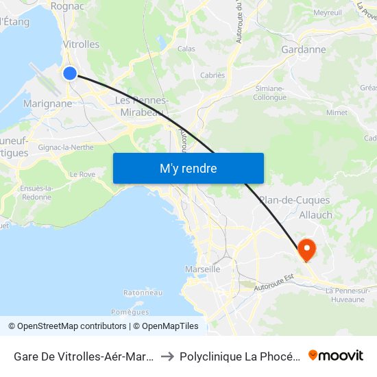 Gare De Vitrolles-Aér-Marseille to Polyclinique La Phocéanne map