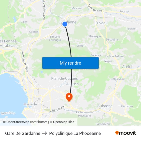 Gare De Gardanne to Polyclinique La Phocéanne map
