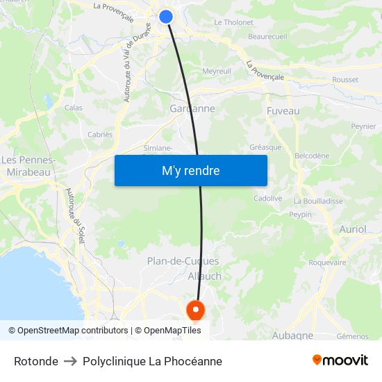 Rotonde to Polyclinique La Phocéanne map