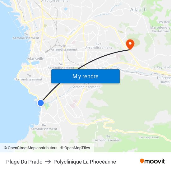 Plage Du Prado to Polyclinique La Phocéanne map