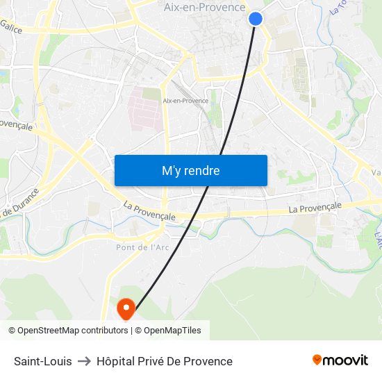 Saint-Louis to Hôpital Privé De Provence map