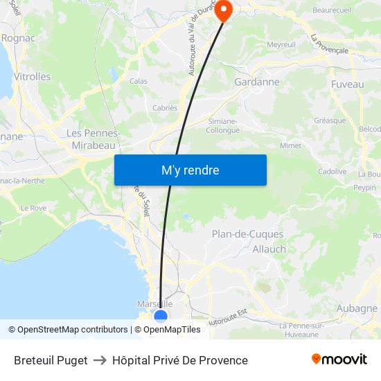 Breteuil Puget to Hôpital Privé De Provence map