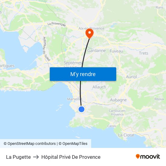 La Pugette to Hôpital Privé De Provence map