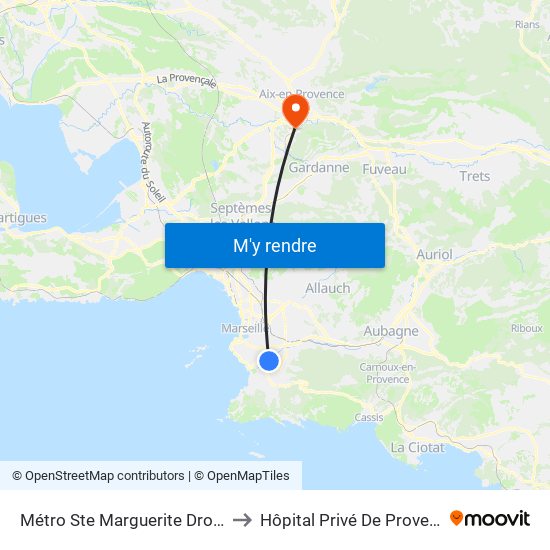Sainte-Marguerite Dromel to Hôpital Privé De Provence map