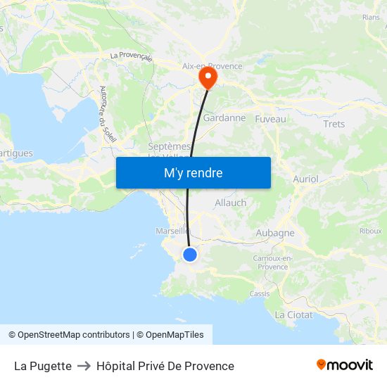 La Pugette to Hôpital Privé De Provence map