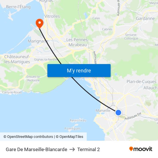 Gare De Marseille-Blancarde to Terminal 2 map