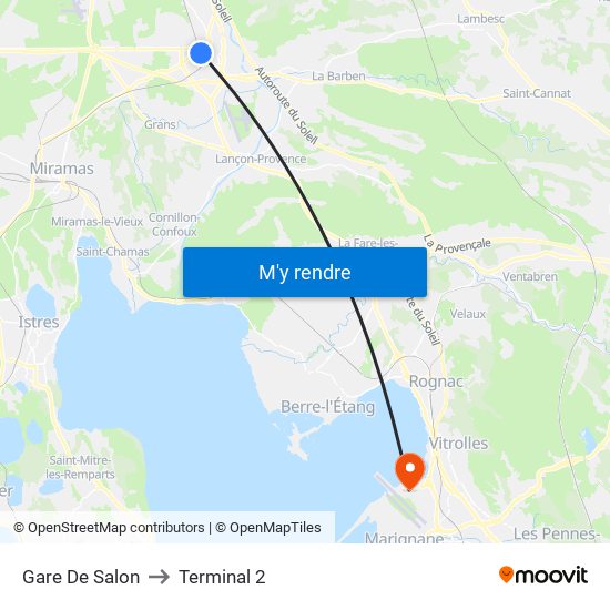 Gare De Salon to Terminal 2 map