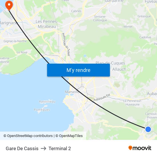 Gare De Cassis to Terminal 2 map