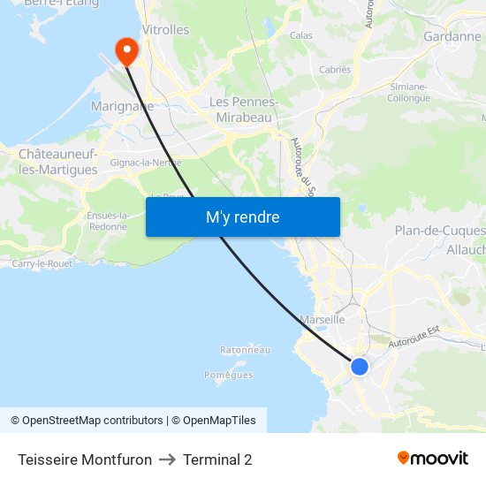 Teisseire Montfuron to Terminal 2 map