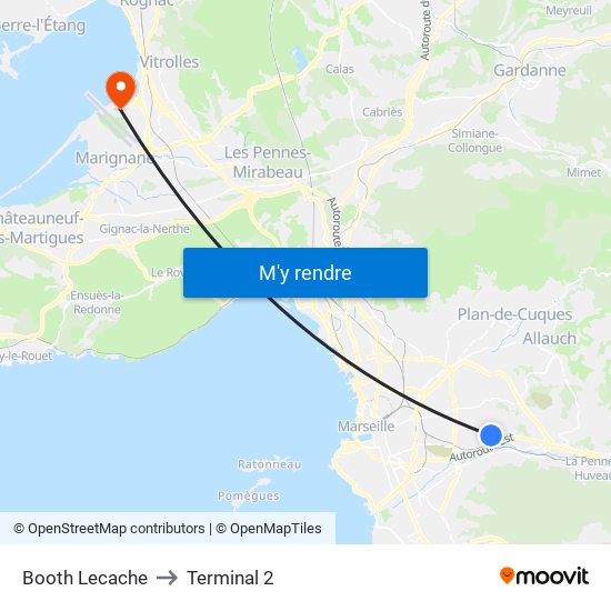 Booth Lecache to Terminal 2 map