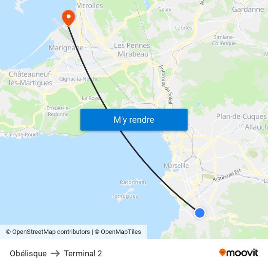Obélisque to Terminal 2 map
