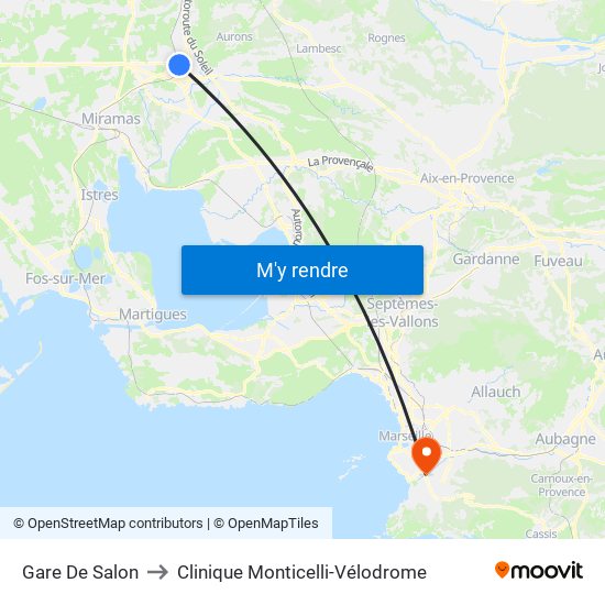 Gare De Salon to Clinique Monticelli-Vélodrome map