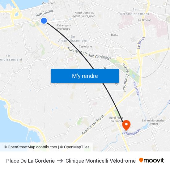 Place De La Corderie to Clinique Monticelli-Vélodrome map