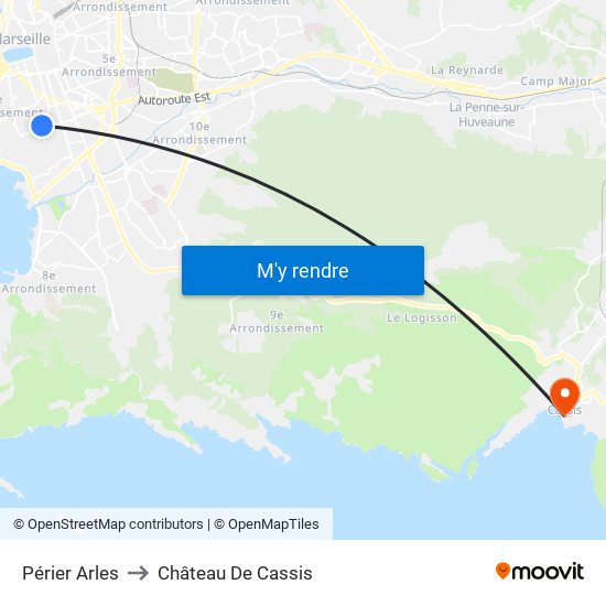 Périer Arles to Château De Cassis map
