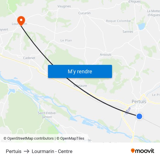 Pertuis to Lourmarin - Centre map