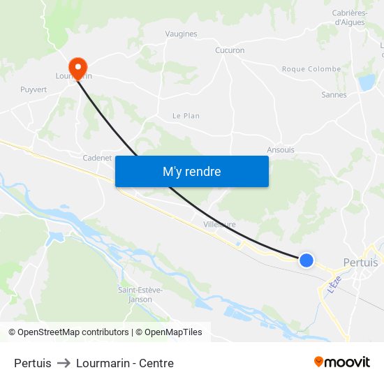 Pertuis to Lourmarin - Centre map