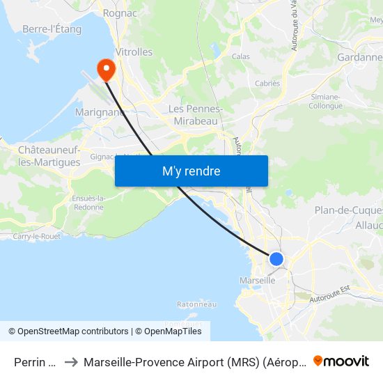 Perrin Guigou to Marseille-Provence Airport (MRS) (Aéroport de Marseille Provence) map