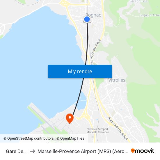 Gare De Rognac to Marseille-Provence Airport (MRS) (Aéroport de Marseille Provence) map