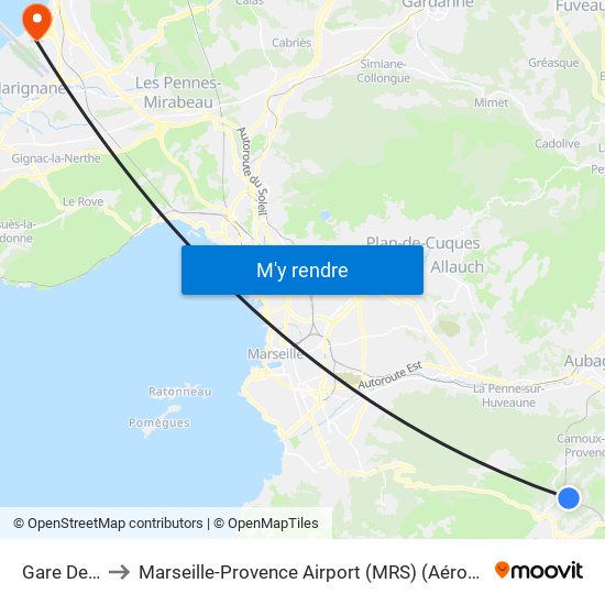 Gare De Cassis to Marseille-Provence Airport (MRS) (Aéroport de Marseille Provence) map