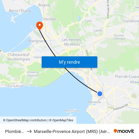 Plombières Arnal to Marseille-Provence Airport (MRS) (Aéroport de Marseille Provence) map