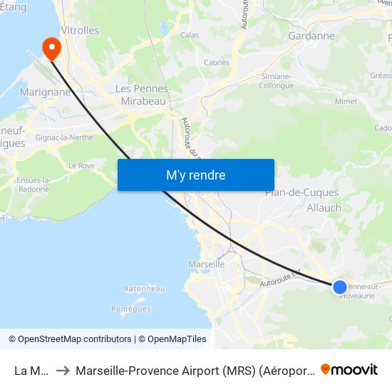 La Millière to Marseille-Provence Airport (MRS) (Aéroport de Marseille Provence) map