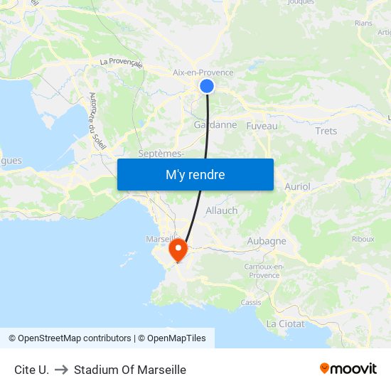 Cite  U. to Stadium Of Marseille map