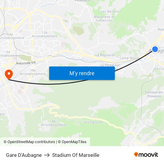 Gare D'Aubagne to Stadium Of Marseille map