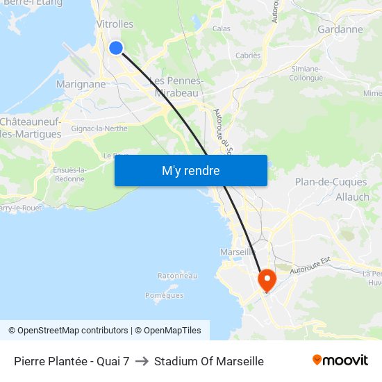 Pierre Plantée - Quai 7 to Stadium Of Marseille map