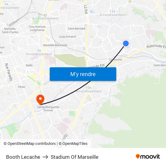 Booth Lecache to Stadium Of Marseille map