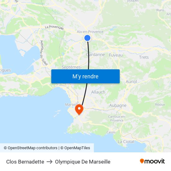 Clos Bernadette to Olympique De Marseille map