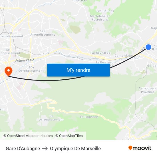 Gare D'Aubagne to Olympique De Marseille map