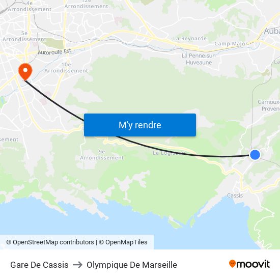 Gare De Cassis to Olympique De Marseille map
