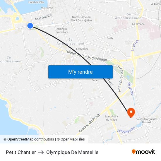 Petit Chantier to Olympique De Marseille map