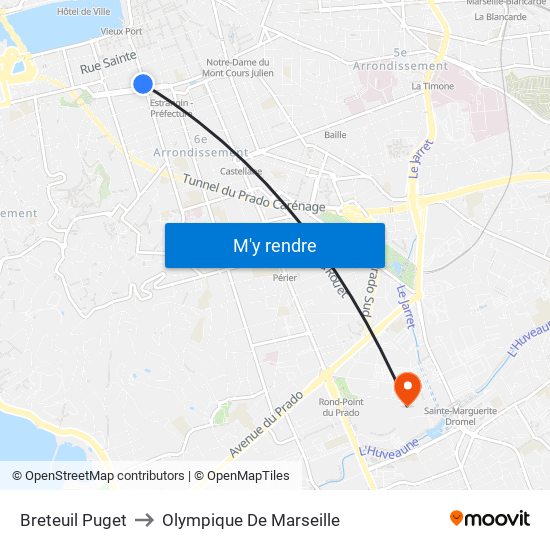 Breteuil Puget to Olympique De Marseille map