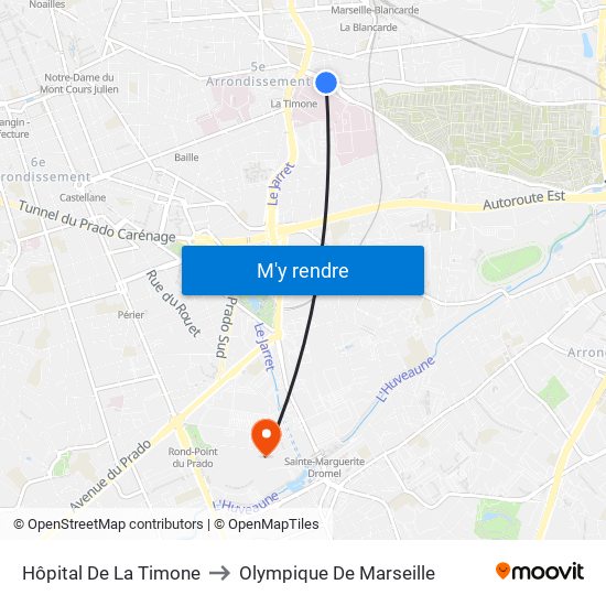 Hôpital De La Timone to Olympique De Marseille map